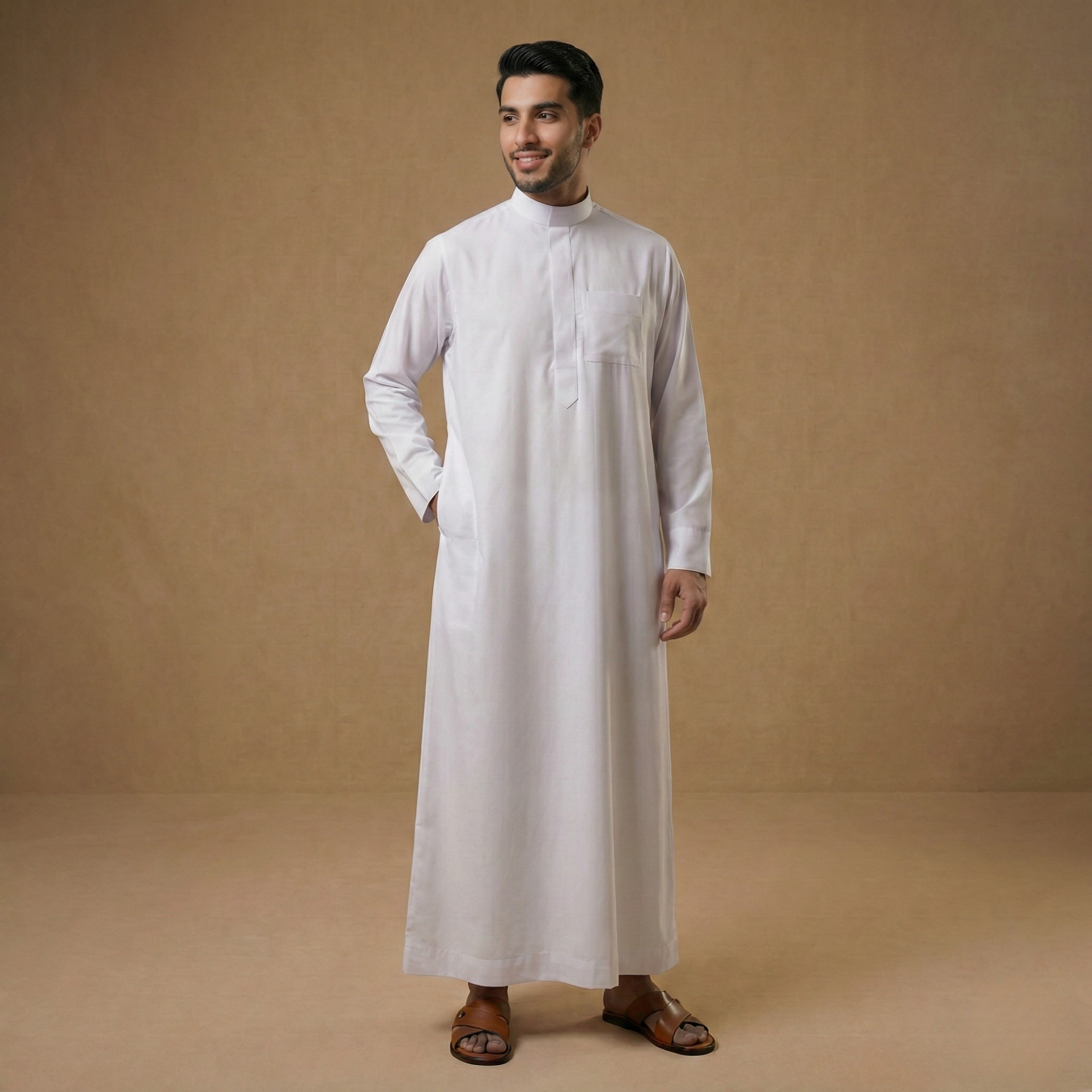 Qamis Saoudien Aube & Obscurité | Blanc Pur