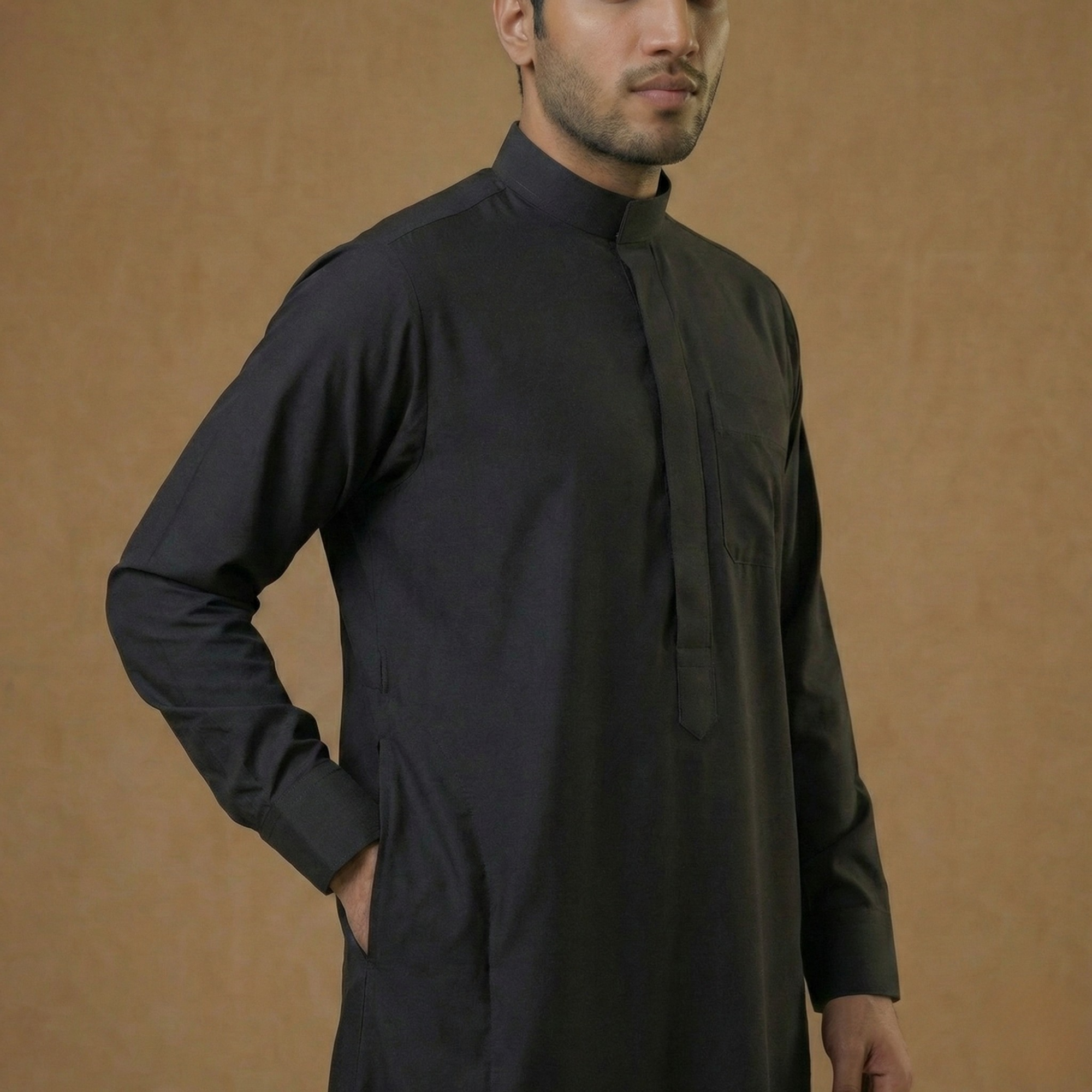 Qamis Saoudien Aube & Obscurité | Noir Profond