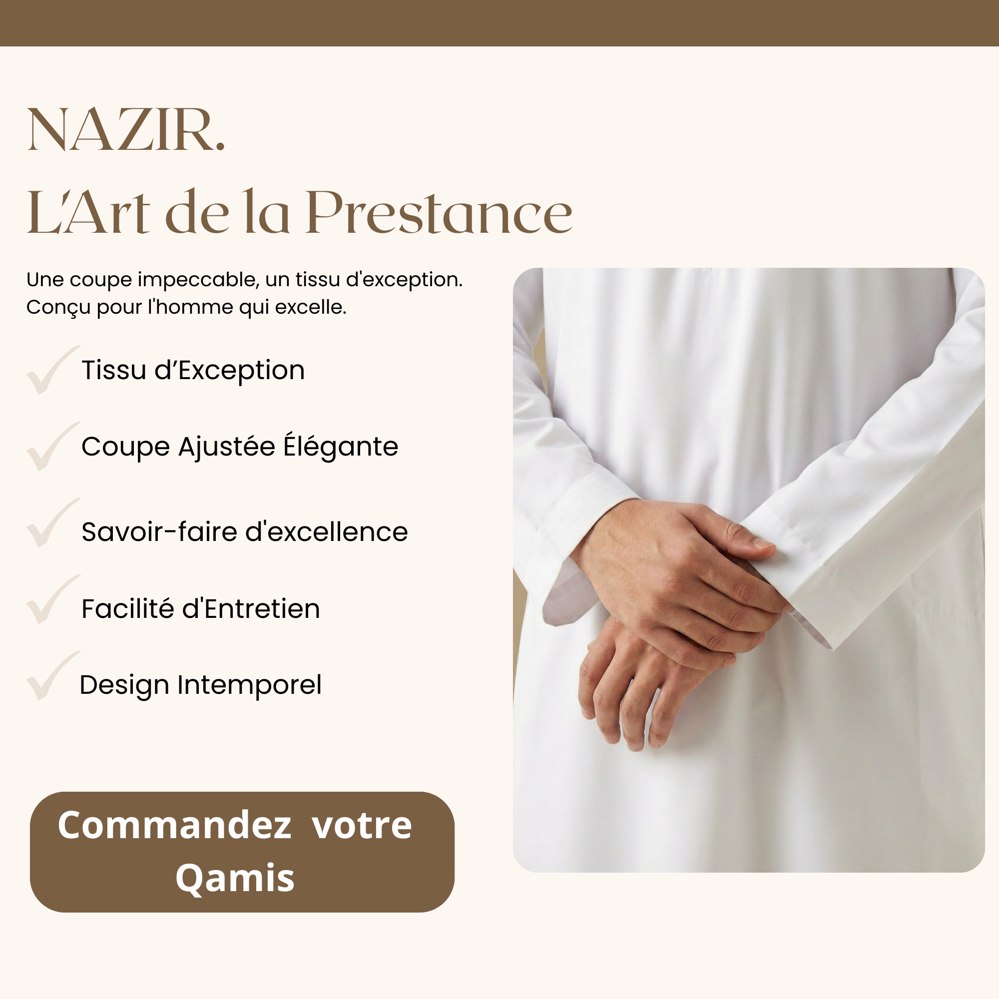 Qamis Saoudien Aube & Obscurité | Blanc Pur