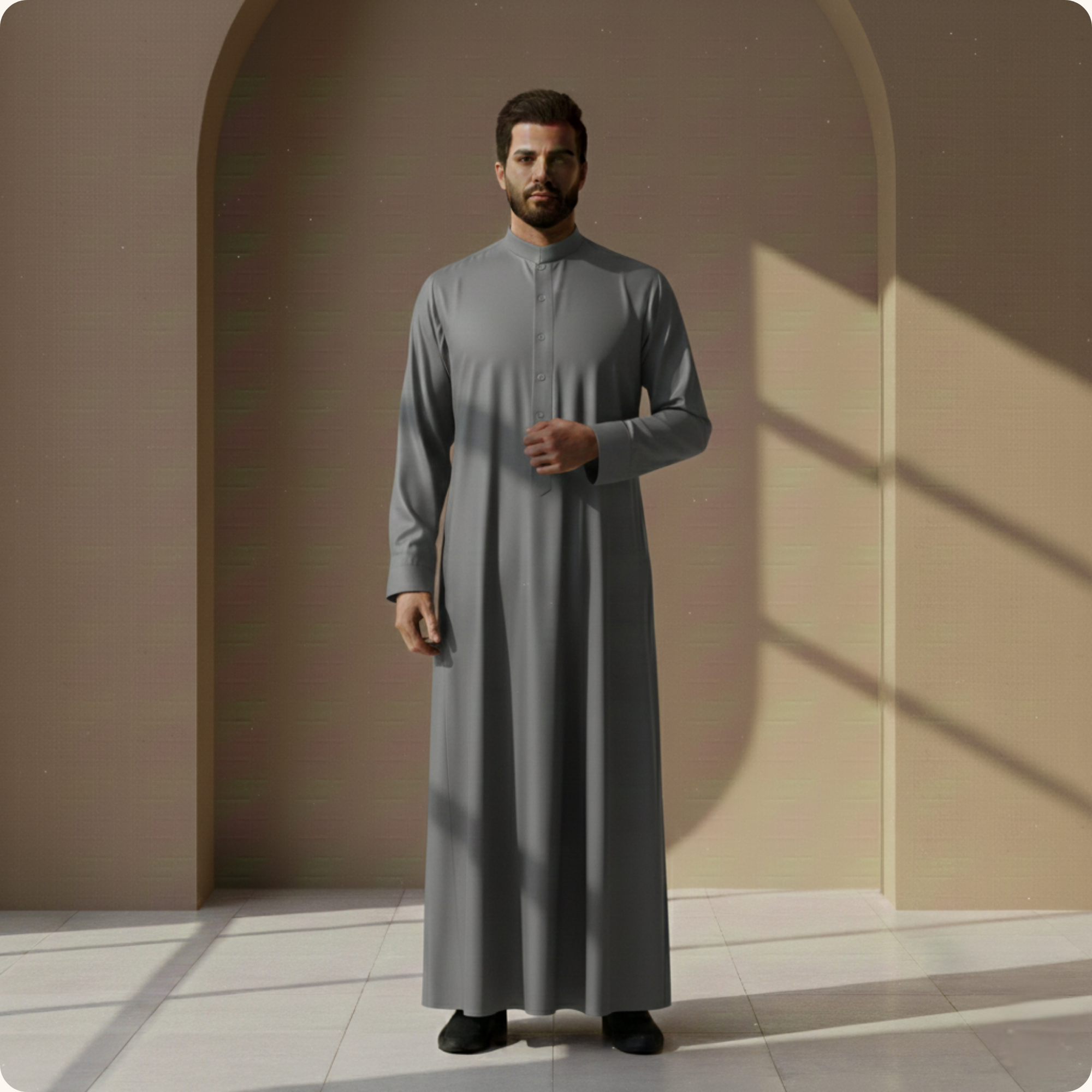 Qamis Saoudien Premium Nazir | Gris Argenté