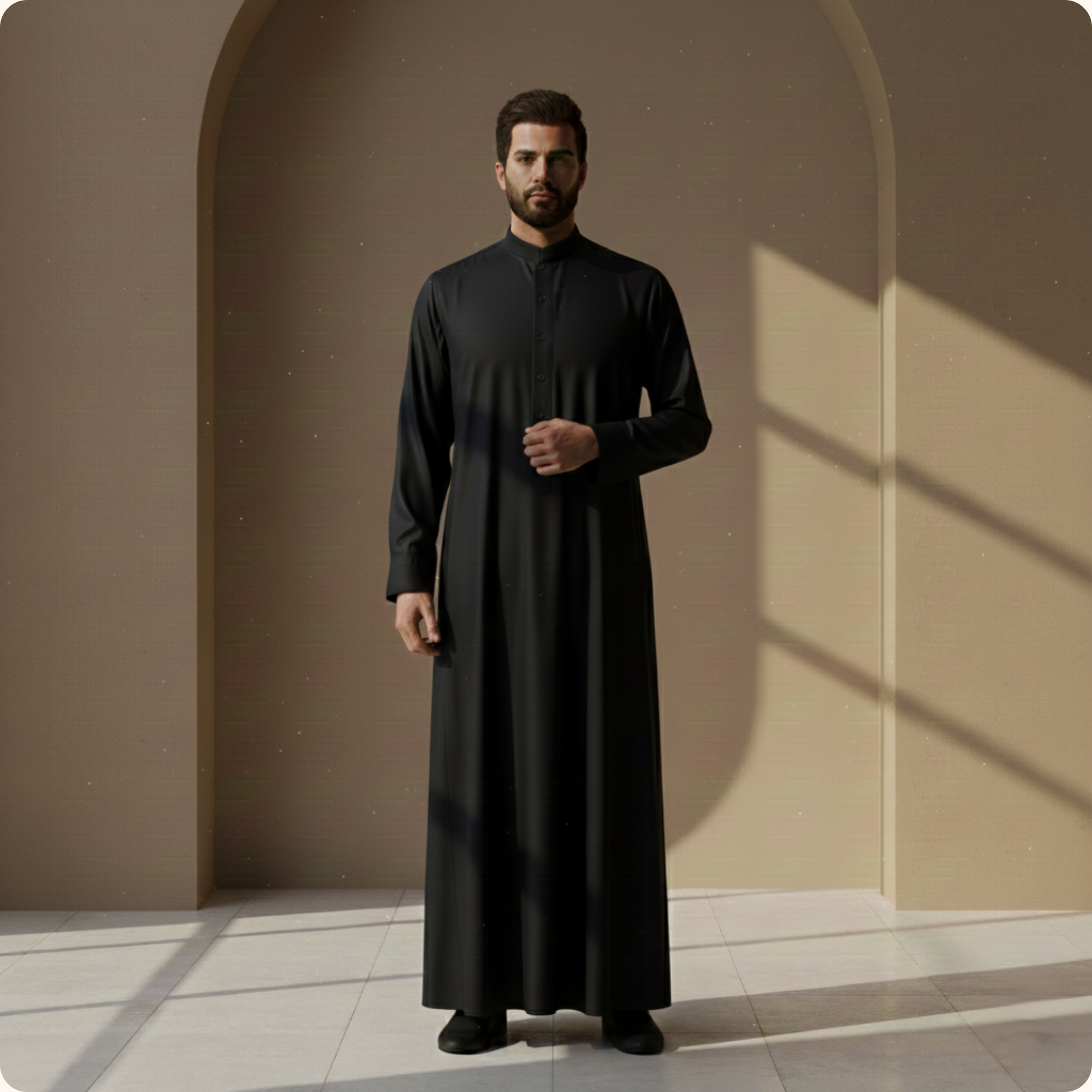 Qamis Saoudien Premium Nazir | Noir Profond