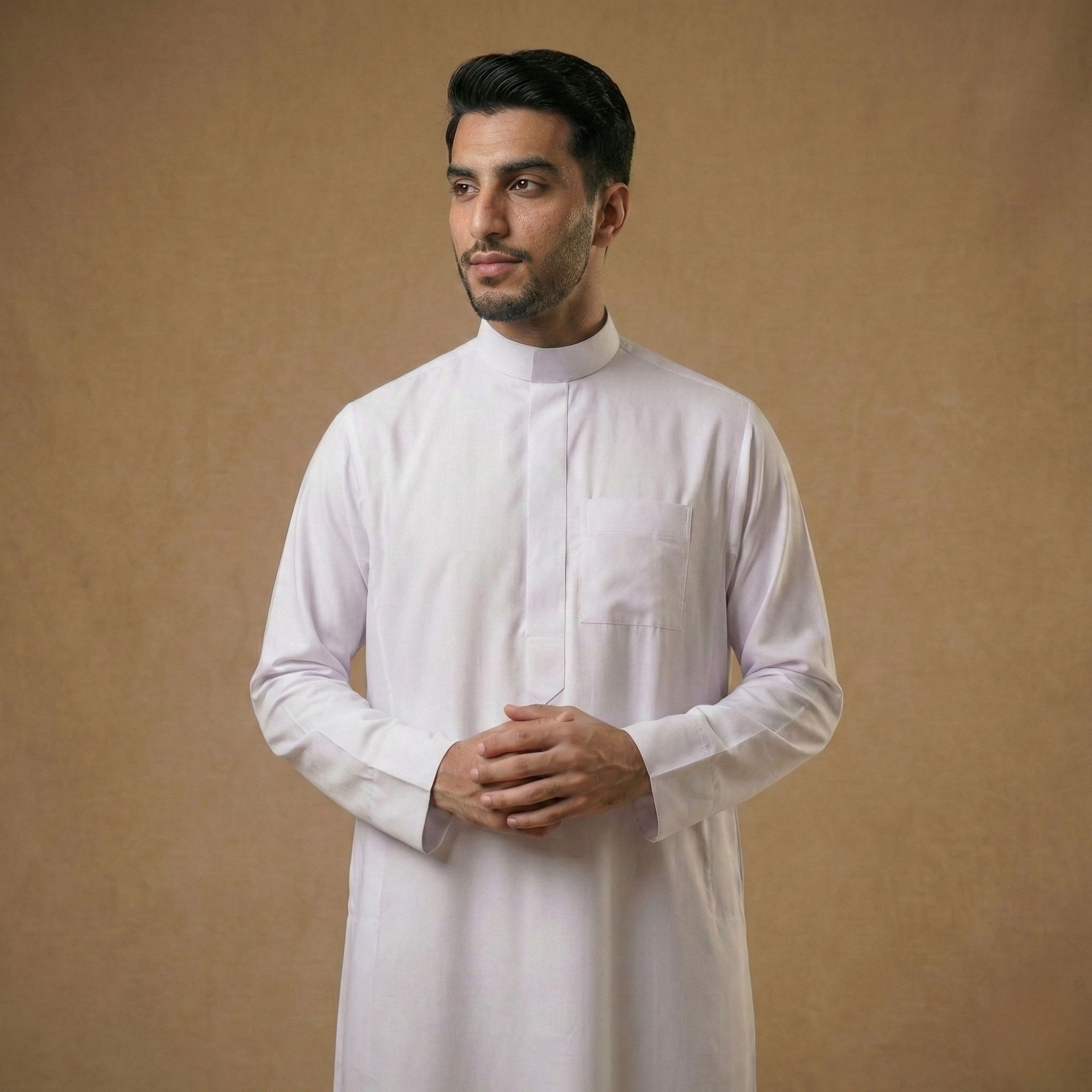 Qamis Saoudien Aube & Obscurité | Blanc Pur