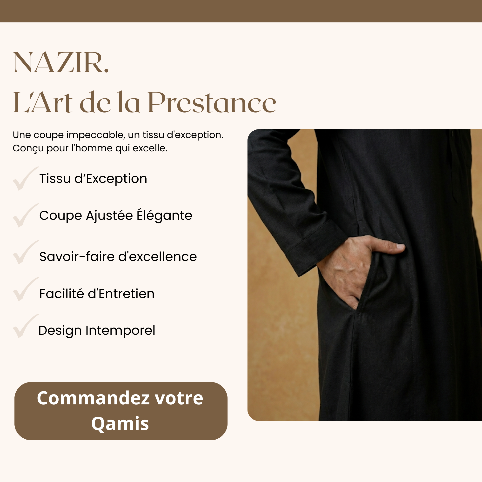 Qamis Saoudien Aube & Obscurité | Noir Profond