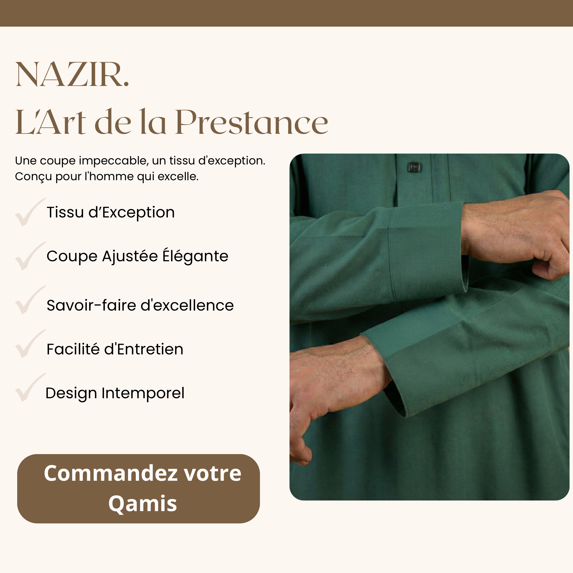 Qamis Saoudien Prisme | Vert Impérial